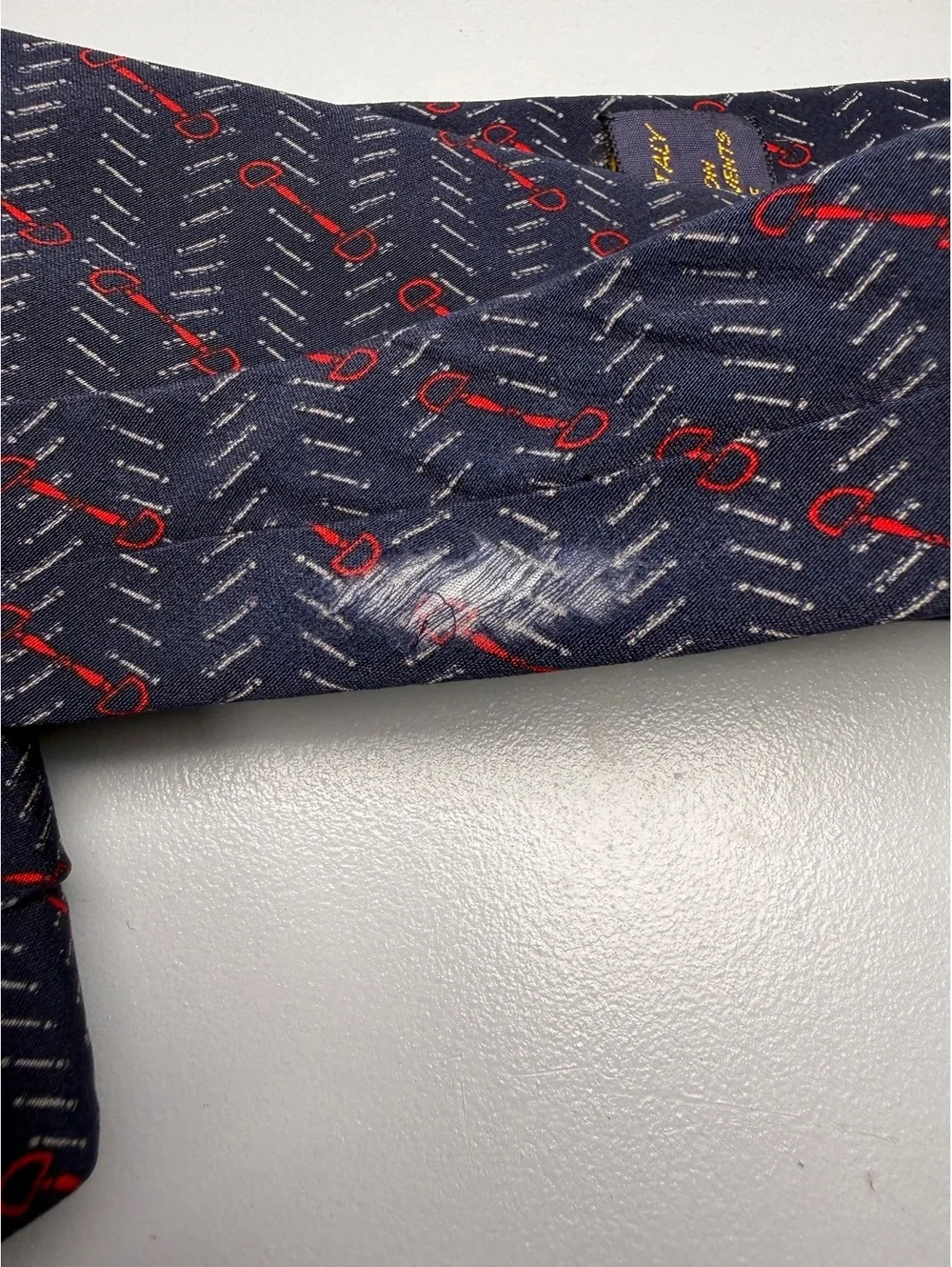 Vintage Gucci Navy and Red Horsebit silk tie for men